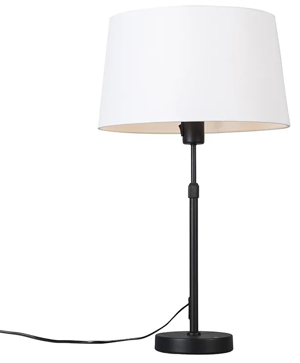 Lampă de masă neagră cu abajur alb 35 cm reglabil - Parte