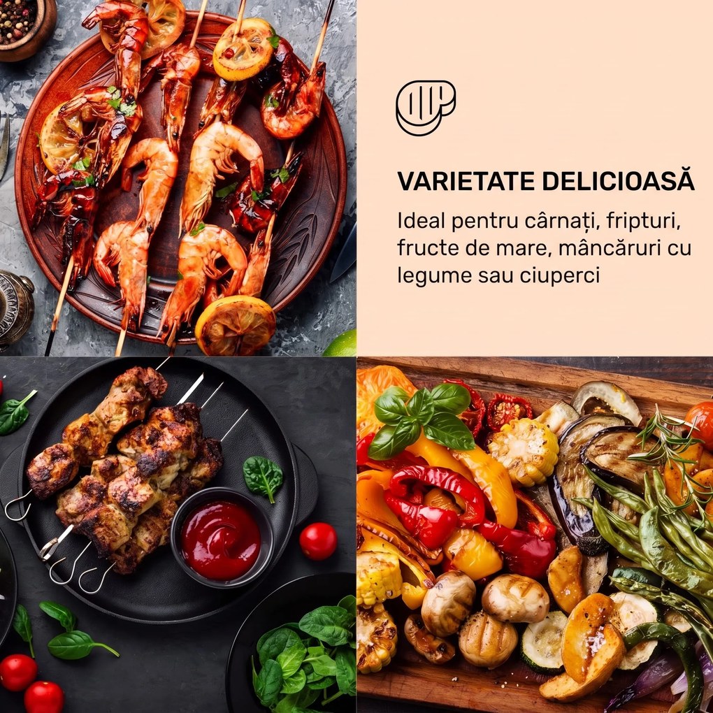 Klarstein Grillmeile 4400, grătar electric, Plancha, 2x2200W, placă de grătar din oțel inoxidabil