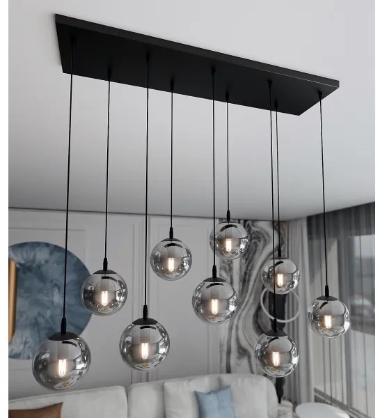 Lustră pe cablu COSMO 9xE14/10W/230V negru/gri