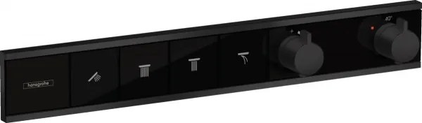 Baterie cada/dus cu termostat, Hansgrohe RainSelect, cu 4 functii, montaj incastrat, negru mat, 15382670