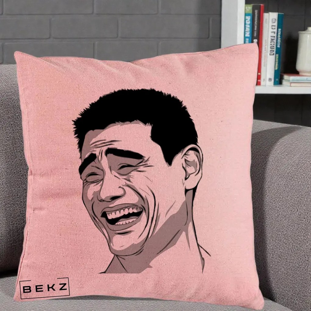 Perna Decorativa Yao Ming Meme, 40x40 cm, Roz, Husa Detasabila, Perna Inclusa, BEKZ®