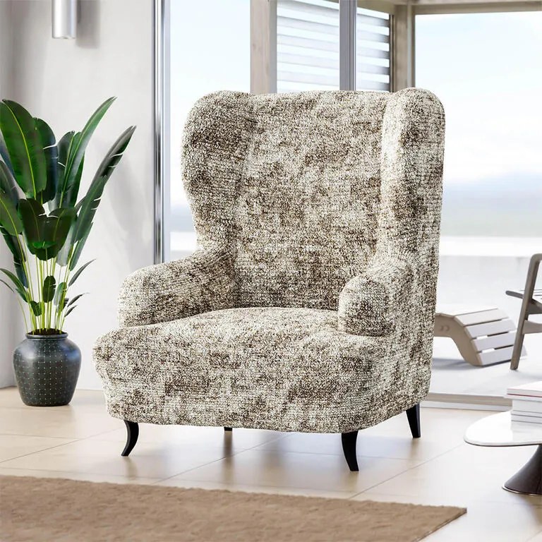 Huse bielastice MARMO bej fotoliu clasic (l. 60 - 110 cm)