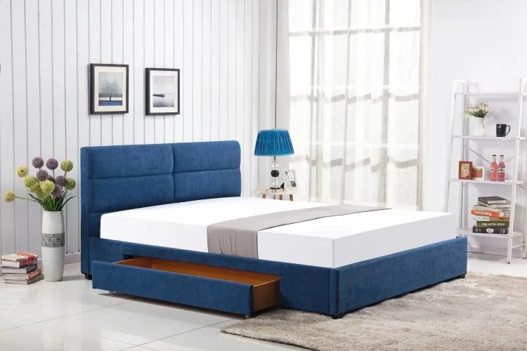 Pat tapitat cu stofa Merida Blue