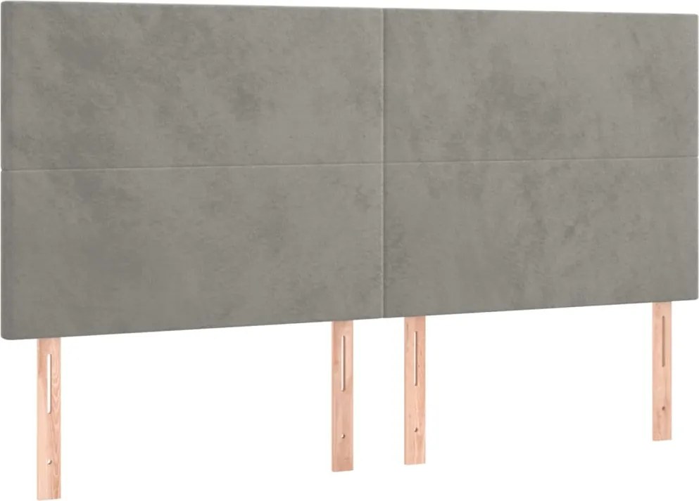 vidaXL Tăblie de pat gri deschis 160x5x118/128 cm catifea