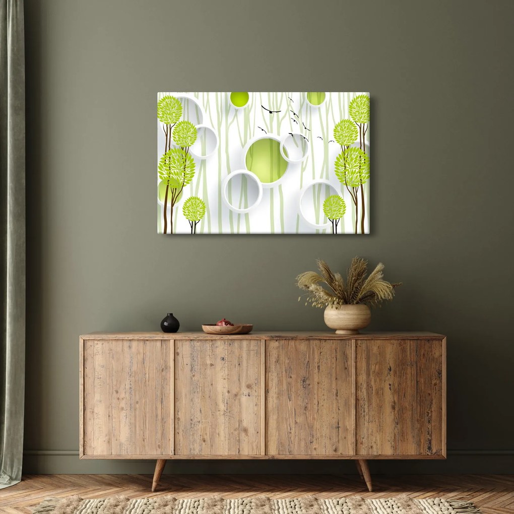 Tablou cu abstracție și copaci (90x60 cm)