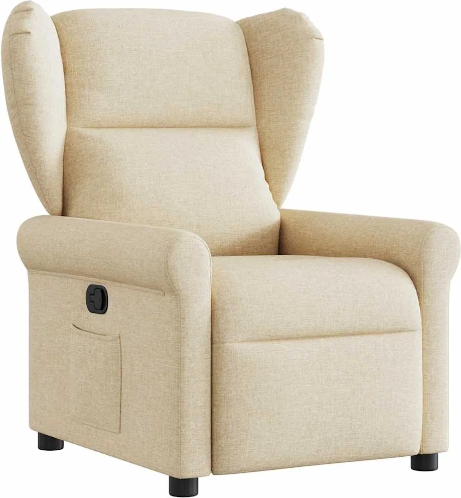 vidaXL Fotoliu rabatabil, crem, material textil