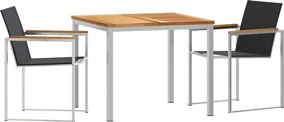 vidaXL Set de masă pentru grădină 3 pcs Maro Lemn solid de tec