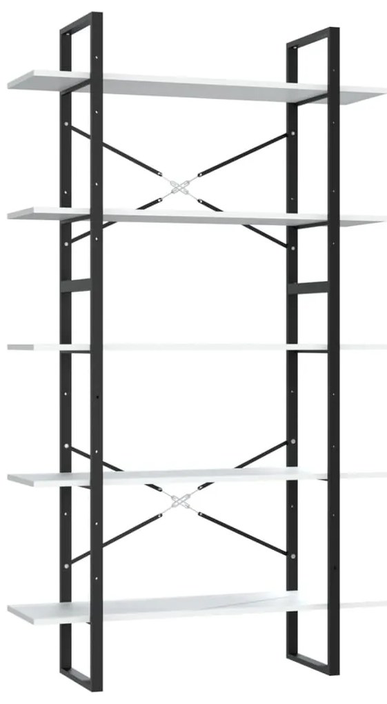 3081998 vidaXL Bibliotecă cu 5 rafturi, alb, 100x30x175 cm, lemn prelucrat