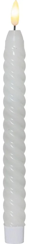 Set de 2 lumânări cu LED din ceară albă Star Trading Flamme Swirl Antique, înălțime 25 cm