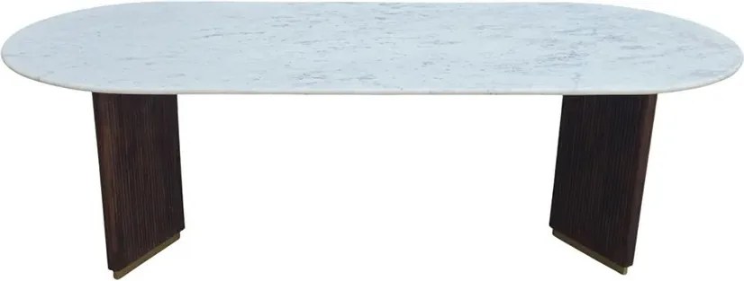 Masa ovala GATSBY 240cm lemn de mango, blat marmura alba