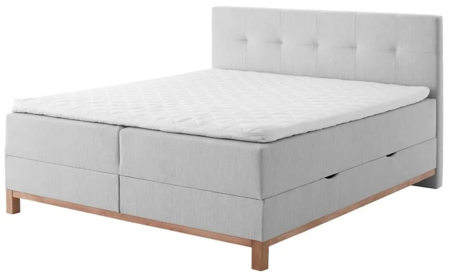 Pat boxspring gri cu spațiu de depozitare 180x200 cm Catania - Meise Möbel