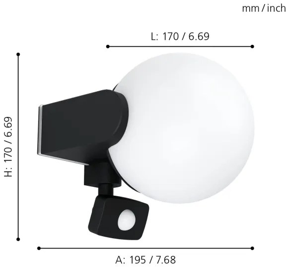 Eglo 99573 - Aplica de exterior cu senzor RUBIO 1xE27/15W/230V IP44