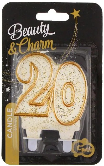 Colorat Gold Lumânare aniversară aurie sclipitoare cu numărul 20