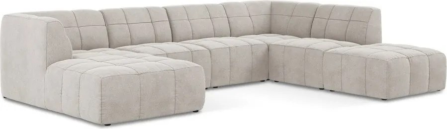 Colțar bej cu tapițerie din catifea (în formă de "U") Aloha – Makamii