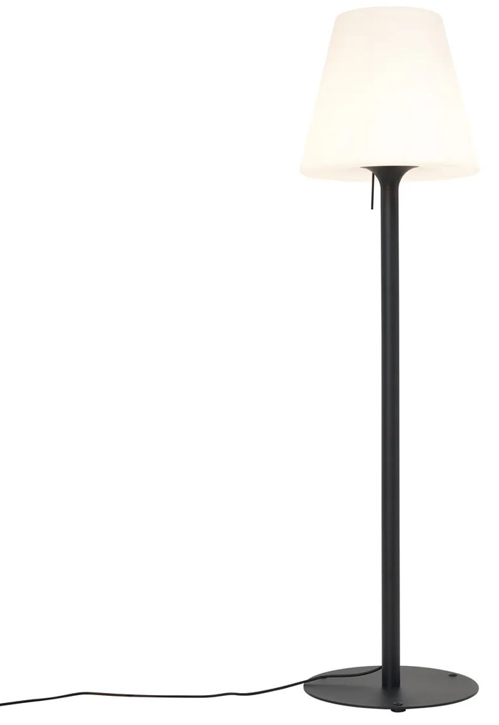 Lampă de podea modernă de exterior neagră cu abajur alb IP44 - Big Virginia