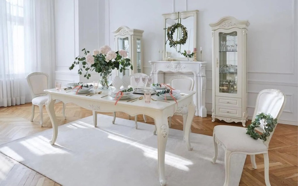 Masă lemn masiv Dining Extensibilă Paris 180/ Ecru, 240 × 100 × 80 cm