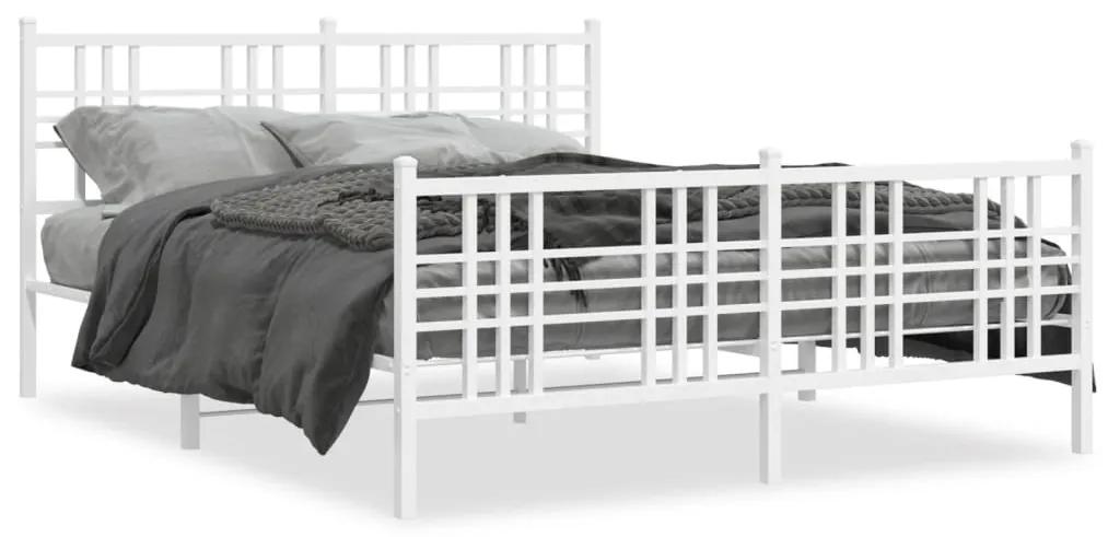 376394 vidaXL Cadru de pat metalic cu tăblie, alb, 160x200 cm