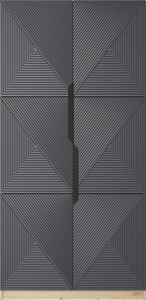 Dulap Asha 100 cm și mânere metalice - artisan / rivier piatra mat / mânere negre