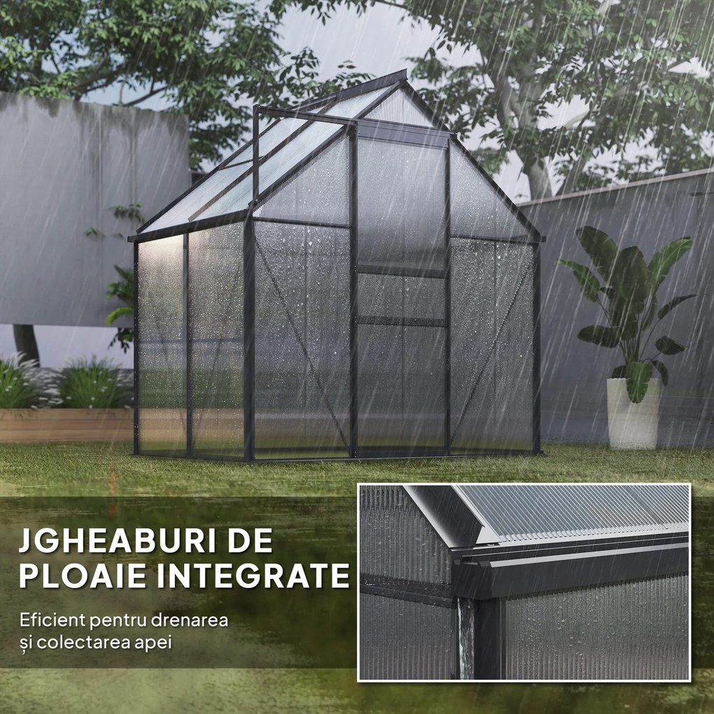 Outsunny Seră Walk-In din Policarbonat 192.5 x 131 cm | Aosom Romania