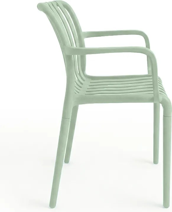 Set de gradina TREGO ISLAND - 4 scaune cu brate si masa rotunda ø 90 cm, verde