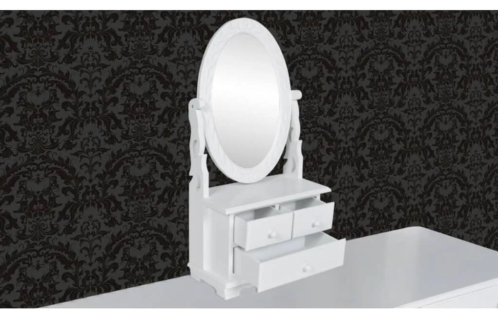 60627 vidaXL Masă de machiaj cu oglindă oscilantă ovală, MDF