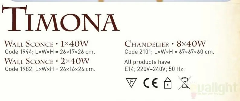 Candelabru rustic fabricat manual din lemn 8 brate Timona WOOD-TI-SP8D50