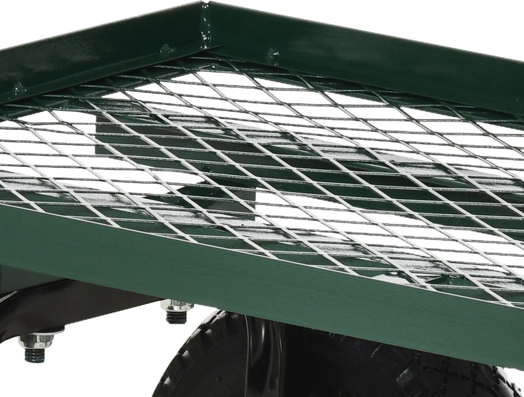 Outsunny Roabă de Grădină cu Mâner și 4 Roți Mari, Capacitate 150 kg, 94x48,5x100 cm, Verde | Aosom Romania
