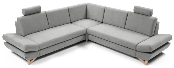 Colțar extensibil tapițat AVESTA, cu spațiu de depozitare, configurație în L, gri