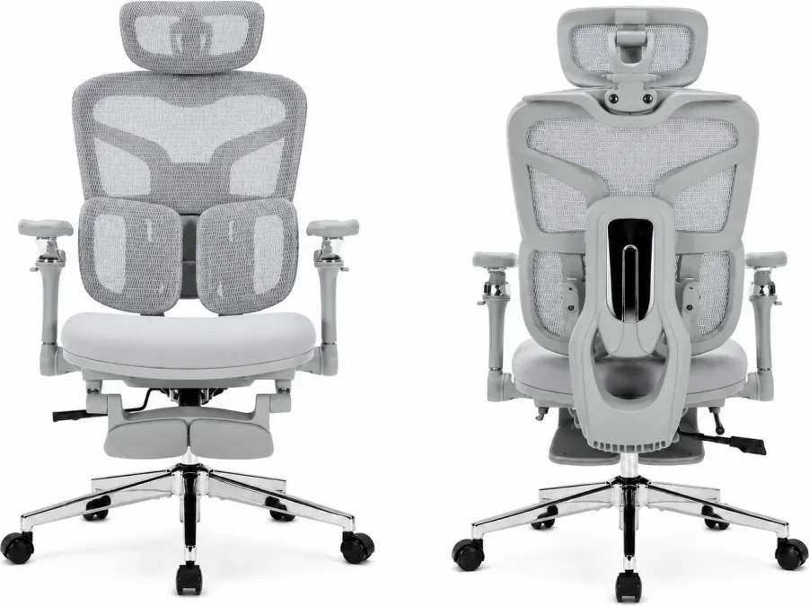 RESIGILAT- DeluxStar T9 FOAM Premium – Scaun ergonomic, Cotiere 6D, Suport Lombar Adaptiv, Spătar Reglabil pe Înaltime în 5 pozitii, Mecanism Înclinare/Blocare, Șezut buretat, Gri