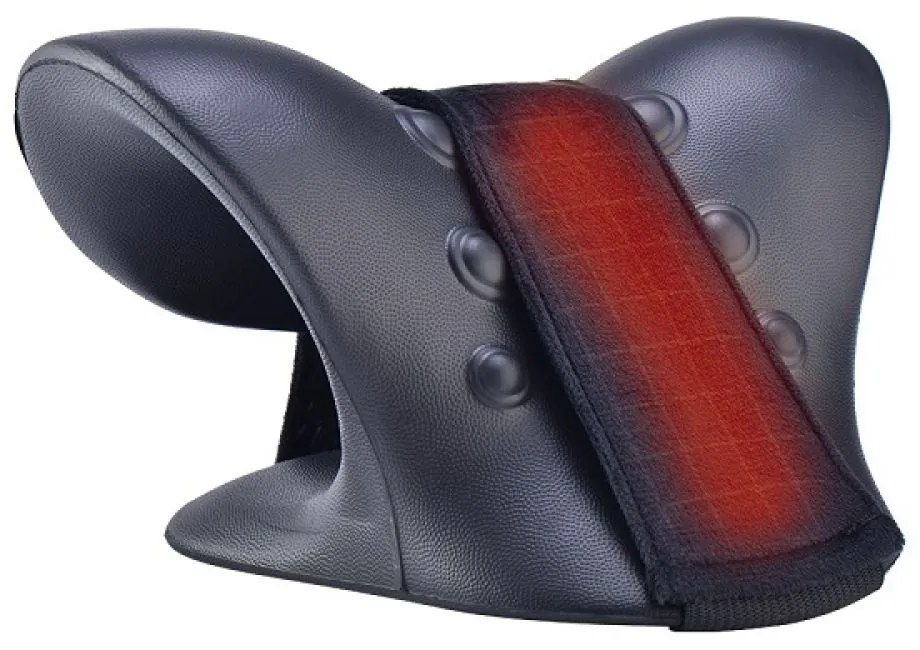 Pernă pentru gât, Dispozitiv de tracțiune cervicală, Alinierea, Ameliorarea durerii coloanei vertebrale cervicale, Corector Postură, 3 Niveluri de Incălzire, Oprire Automată, Spumă cu Memorie, Negru