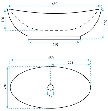 REA-U6802 - Lavoar pentru blat KATE 27x45 cm, ceramică/alb lucios