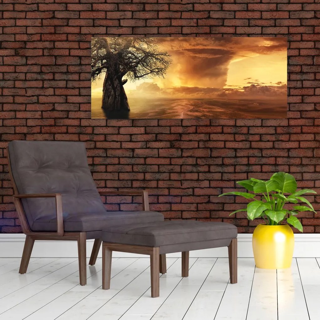 Tablou cu norii portocalii (120x50 cm)