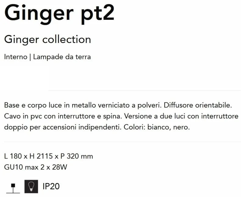 Lampadar/Lampa de podea stil minimalist Ginger pt2 alb