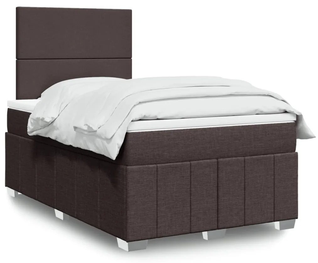 vidaXL Pat box spring cu saltea, maro închis, 120x190 cm, textil