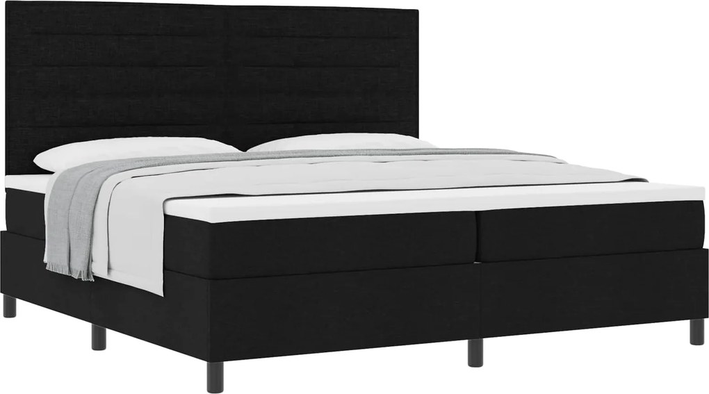 vidaXL Pat cu arcuri cu saltea Negru 200 x 200 cm țesătură