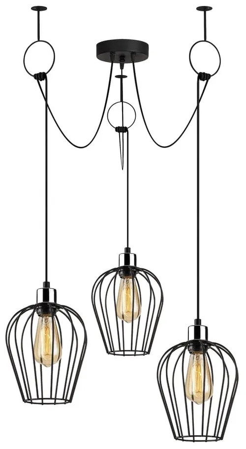 Lustră de 3 becuri Opviq lights Tel Chain, negru