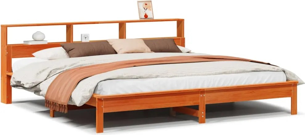 vidaXL Cadru de pat fără saltea, maro ceruit 180x200 cm lemn masiv pin