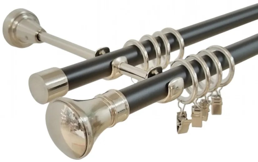 Galerie dubla duo - Prince 19/19 - negru -inox (Alege marime: 200 cm)