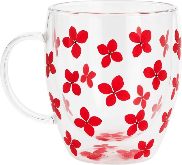 Set 6 Cani Cafea Sticla Perete Dublu Flori Uscate 250 ML