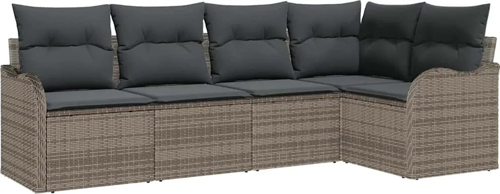 vidaXL Set de canapele pentru grădină 5 pcs Gri poliratan