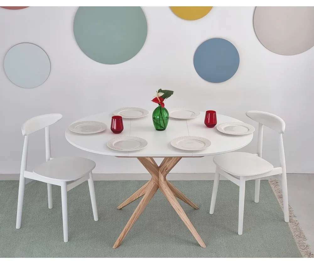 Masă de dining rotundă extensibilă cu blat suplimentar ø 90 cm Jubi – Ragaba