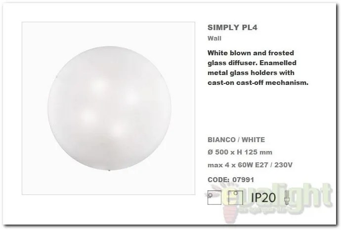 Aplica de perete,Plafonier diam. 50cm SIMPLY PL4 007991