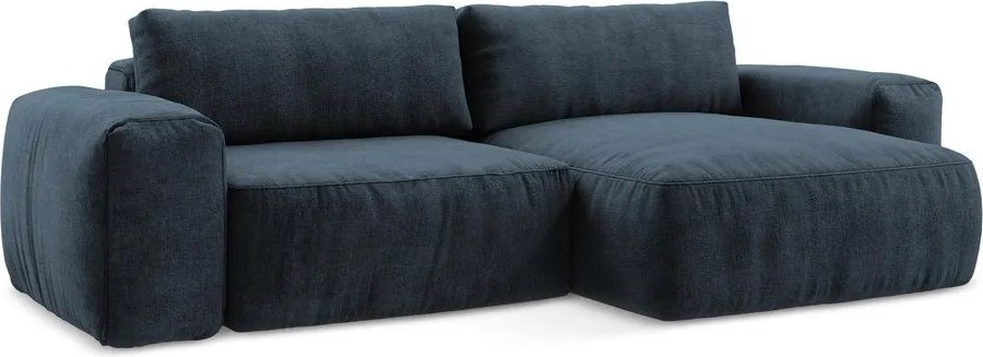 Colțar albastru închis extensibil cu tapițerie din chenille (cu colț pe partea dreaptă/cu șezlong) Kuki – Makamii