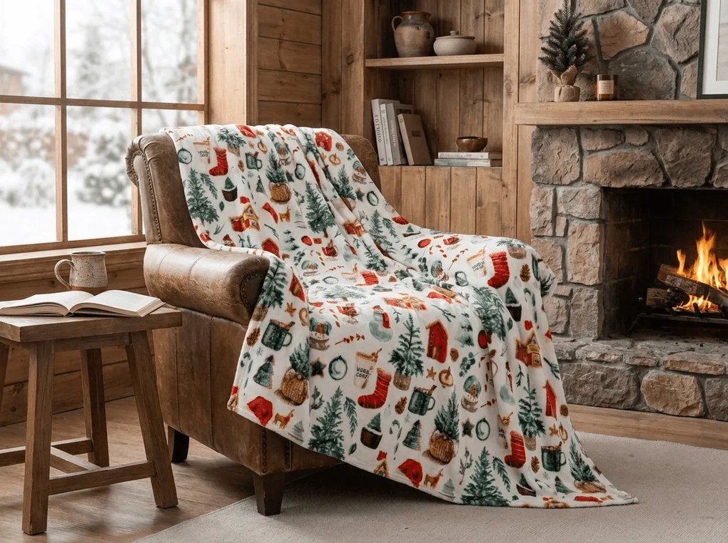 Patura microplus FESTIVE MAGIC, alba Dimensiune: 150 x 200 cm
