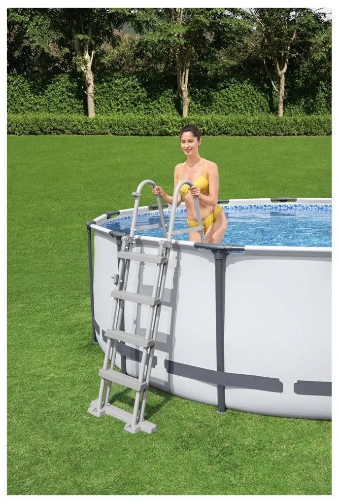 Piscină supraterană Bestway Steel Pro MAX, gri, diam. 396 cm, în. 122 cm