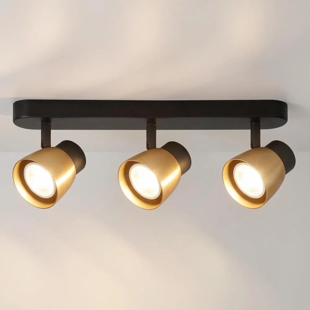 Brilagi - Spot aplicat NUGGET 3xGU10/30W/230V negru/auriu