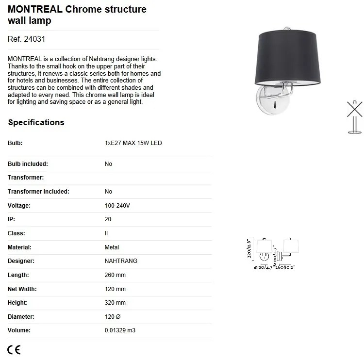 Aplica de perete moderna design elegant MONTREAL crom/negru