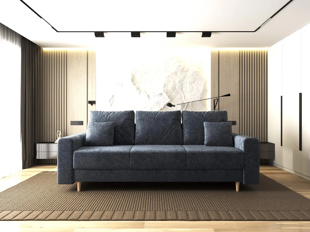 Canapea extensibilă dumonde cu ladă de depozitare si sezut confortabil din spuma high-density, Kronos Euphoria Grafit 210x100 cm