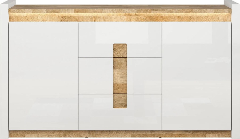Comoda ALAMEDA, alb/stejar, PAL, 172x41x97 cm
