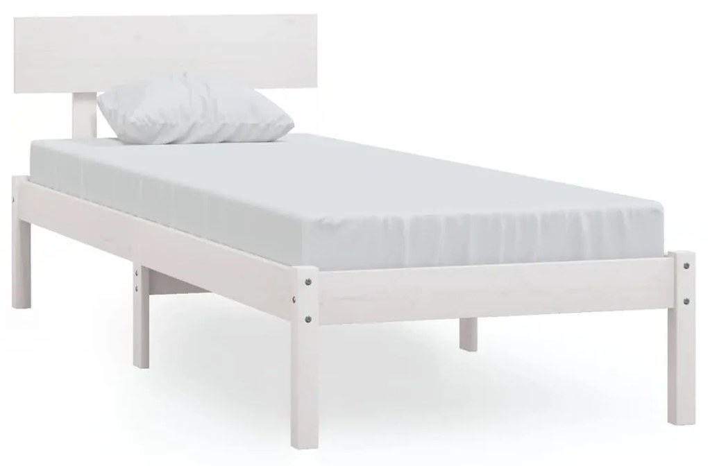 810138 vidaXL Cadru de pat, alb, 100x200 cm, lemn masiv de pin